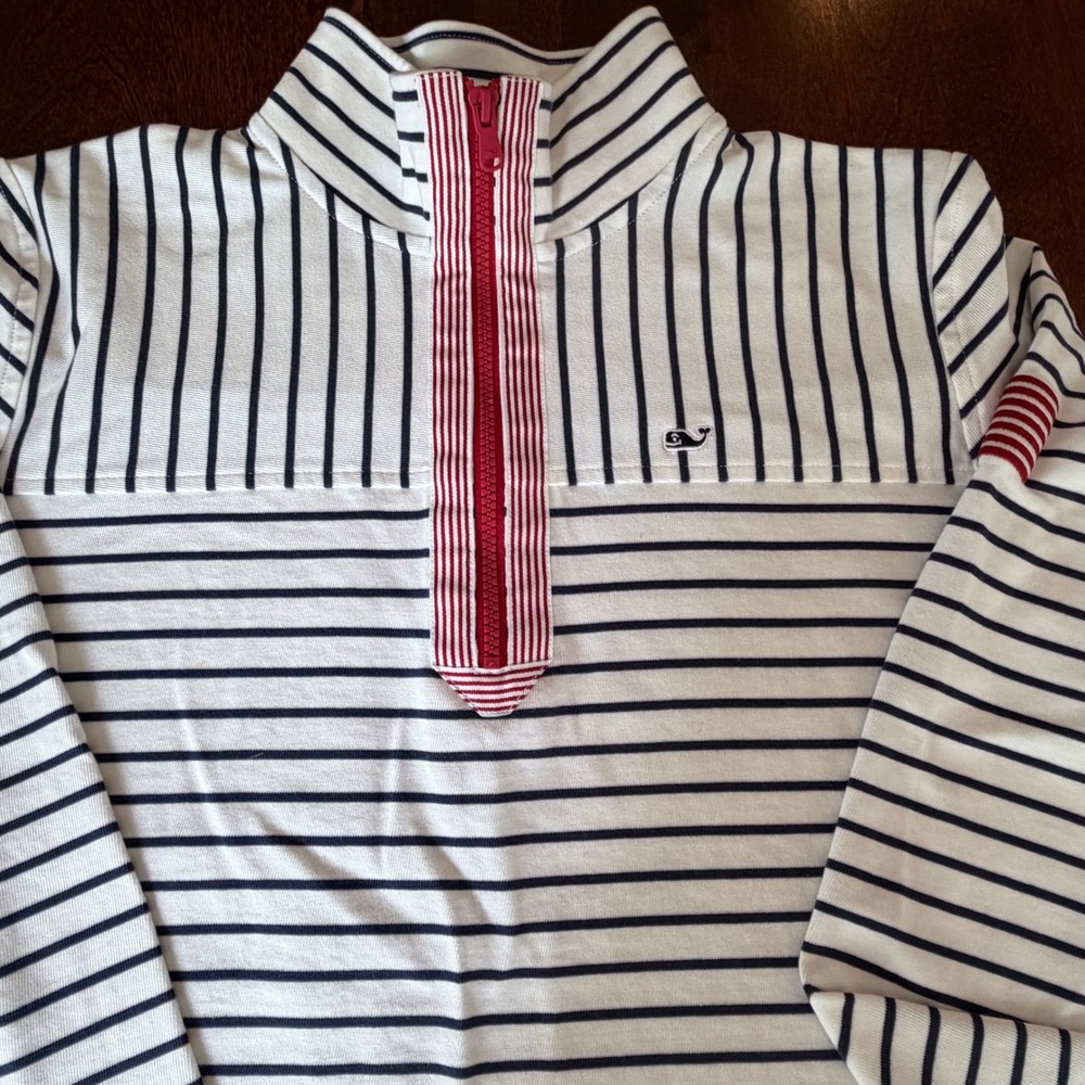 Vineyard Vines Shep Shirt Pullover Women L White Striped Excellent Thumbholes - Picture 4 of 8